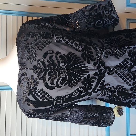 Eliza J Black Velvet Damask Pattern Dress - Picture 10 of 14